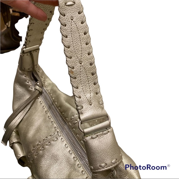 *FINAL PRICE* Michael Kors light gold metallic hobo handbag silver hardware - Picture 5 of 7